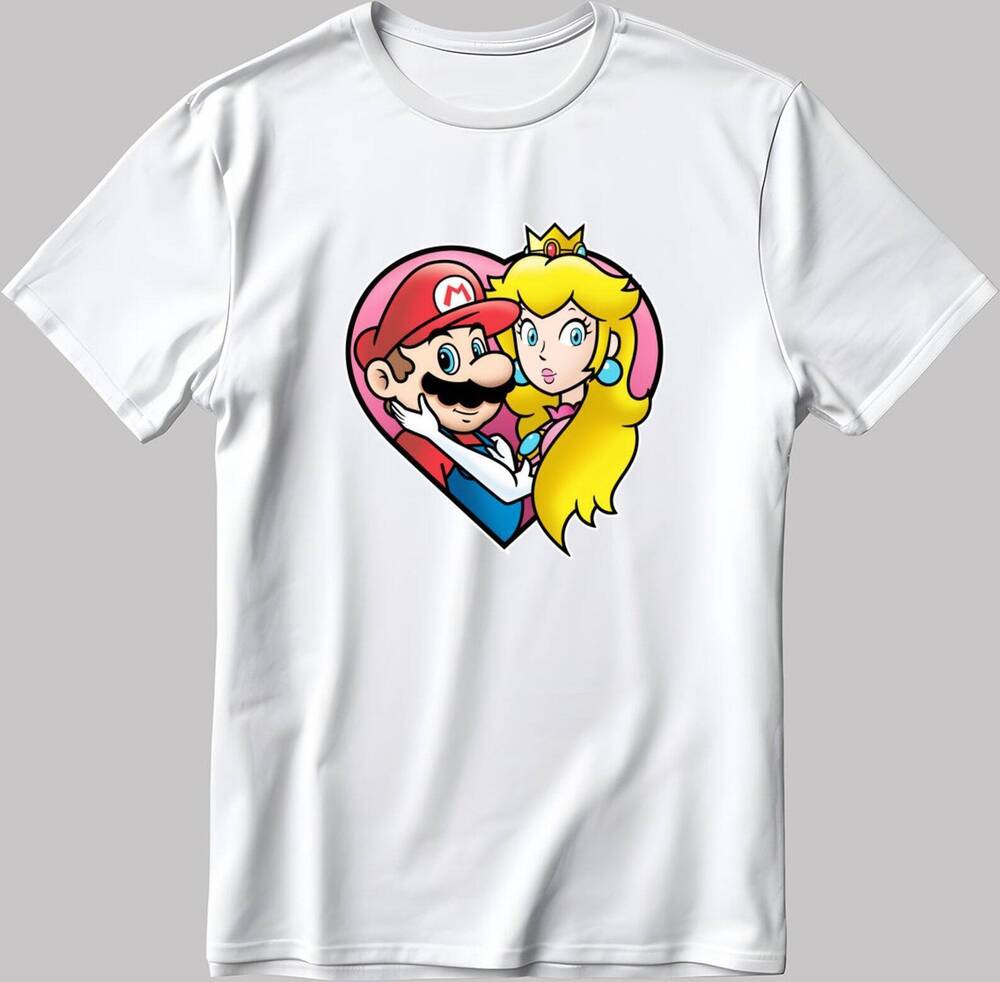 Super Mario And Princes Short Sleeve Shirt White